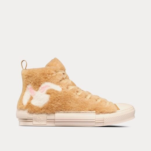 Dior Baskets montantes x ERL B23 en peau lainée beige à motif lapin – 35