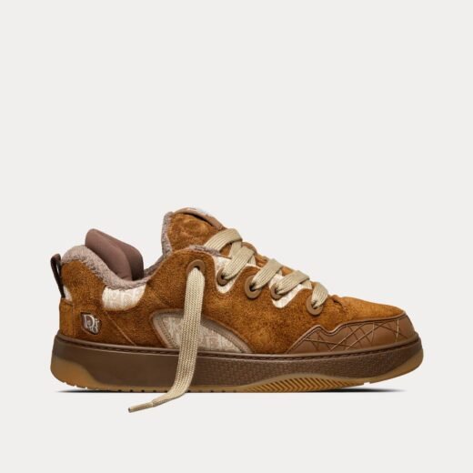 Dior Baskets basses x ERL B9S Skater en daim marron et jacquard Dior Oblique marron et beige