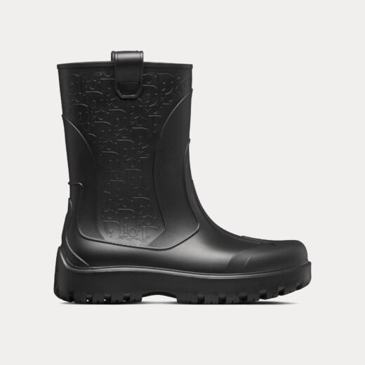 Bottes de pluie Dior Garden en caoutchouc noir avec motif Dior Oblique – 35