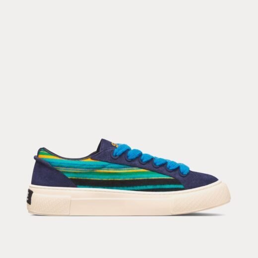 Baskets basses Dior Tears B33 en mohair multicolore bleu et daim bleu marine