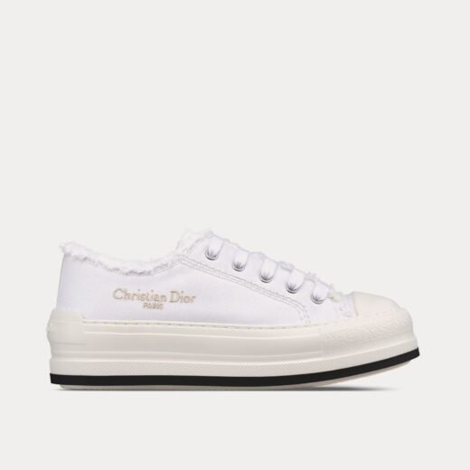 Baskets basses Dior Dioriviera Walk'n'Dior Platform en toile de coton blanche à franges et broderies – 35