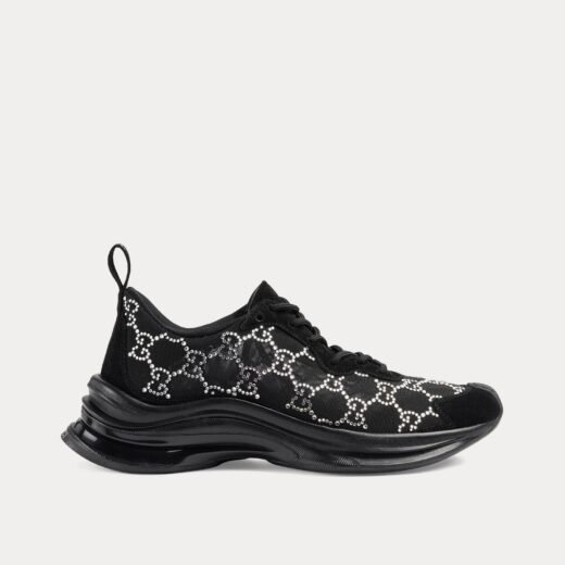 Gucci Baskets basses noires Run GG Crystal Mesh – 35