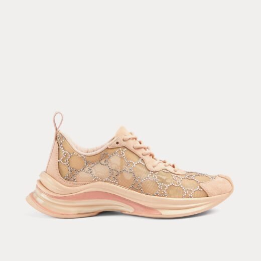 Gucci Baskets basses Run GG Crystal Mesh roses – 35