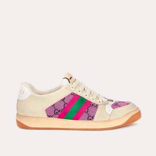 Gucci Baskets basses Screener GG à empiècements crème/rose – 35