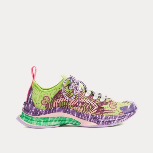 Gucci Chaussures de course Run GG en tissu technique tricoté vert/violet – 35