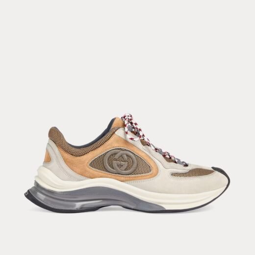 Gucci Baskets basses Run en daim gris/marron clair – 35