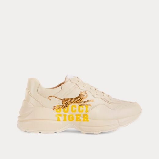 Gucci Baskets basses Tiger Rhyton en cuir ivoire – 35