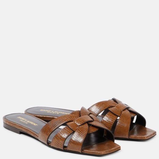 Saint Laurent Mules Tribute en cuir embossé