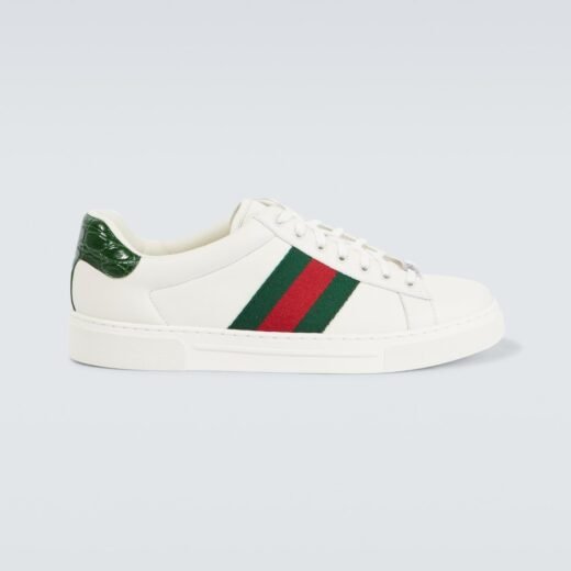 Gucci Baskets Ace Web Stripe en cuir
