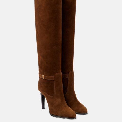 Saint Laurent Bottes Diane 100 en daim