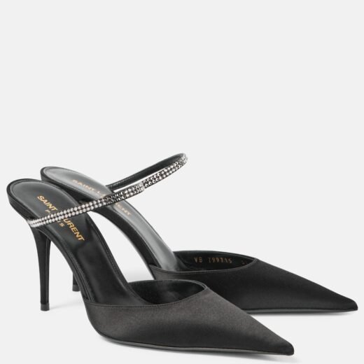 Saint Laurent Mules Barbara 90 en satin à ornements
