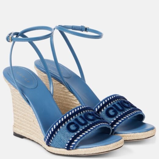 Gucci Espadrilles compensées en jean à logo