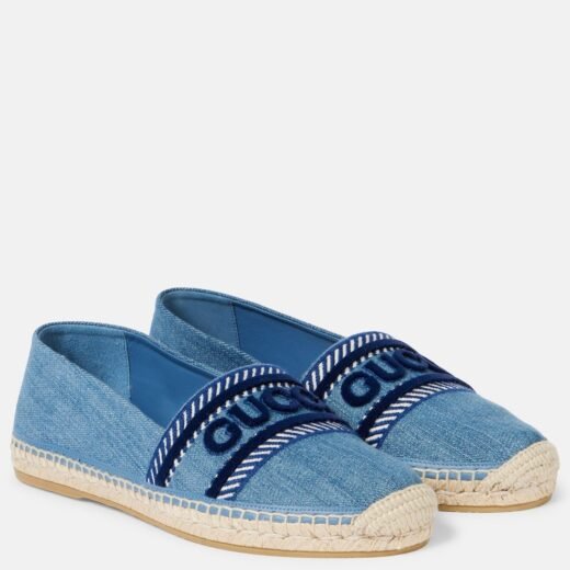 Gucci Espadrilles en denim brodé à logo