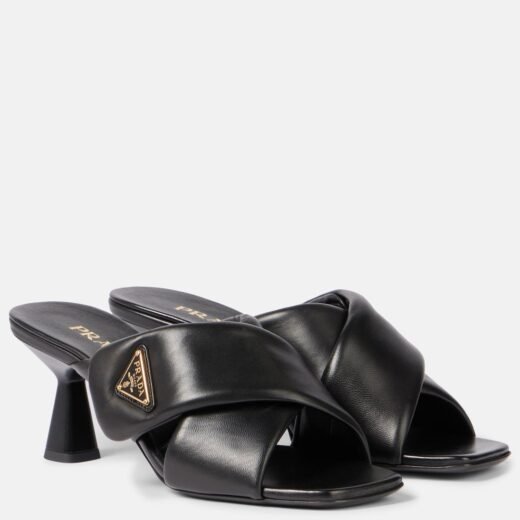 Prada Mules Criss Cross 65 en cuir
