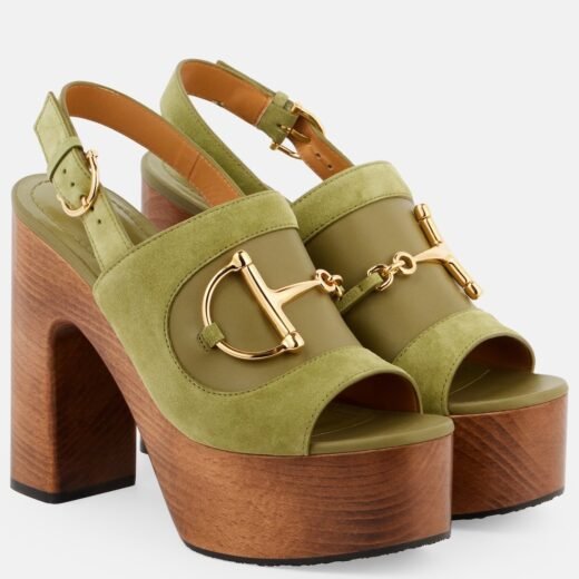 Gucci Sandales Horsebit à plateau en daim
