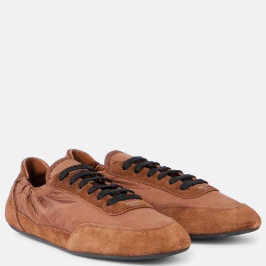Prada Baskets Collapse en Re-Nylon et daim