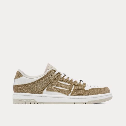 AMIRI Baskets basses Shimmer Skel-Top dorées et blanches – 35