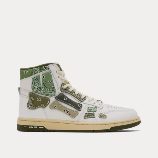 AMIRI Baskets montantes Skel-Top Hi Bandana blanches/olive – 35