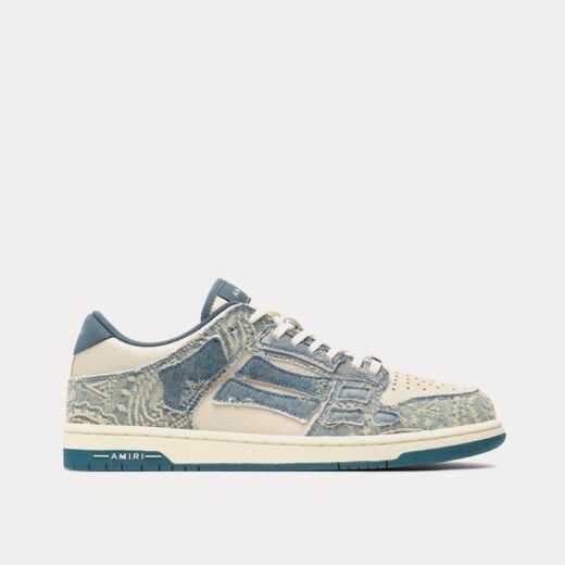 AMIRI Baskets basses en jacquard bandana avec dessus en squelette naturel/denim – 35