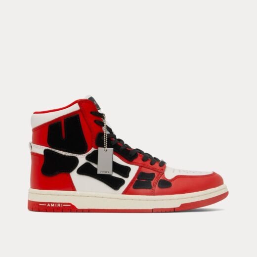 AMIRI Baskets montantes Skel-Top Hi rouges et blanches – 35