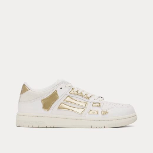 AMIRI Baskets basses en cuir blanc/doré métallisé Skel-Top – 35