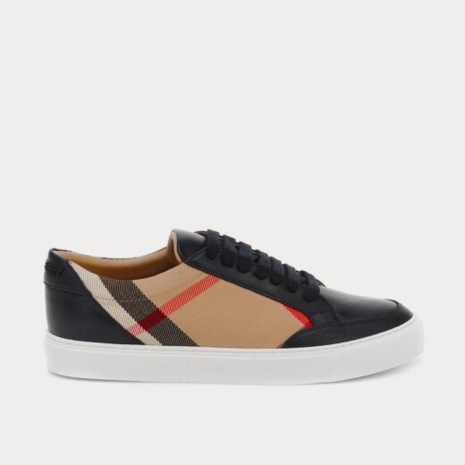 Burberry Baskets basses noires en cuir et coton Salmond – Noir / 35