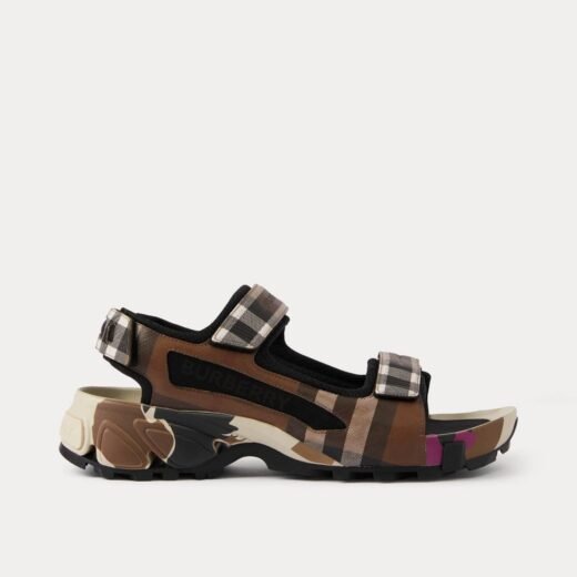 Burberry Sandales Arthur en cuir marron foncé – Brun / 35