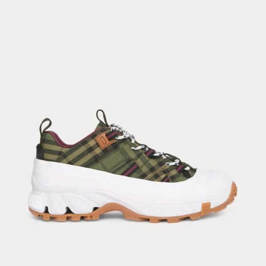 Burberry Baskets basses Arthur Check en coton vert militaire – Camouflage / 35