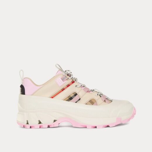 Burberry Baskets basses Arthur Check en coton et cuir pêche pâle – Rose / 35