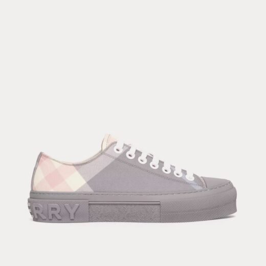 Burberry Baskets basses en coton à carreaux gris pâle – Gris / 35