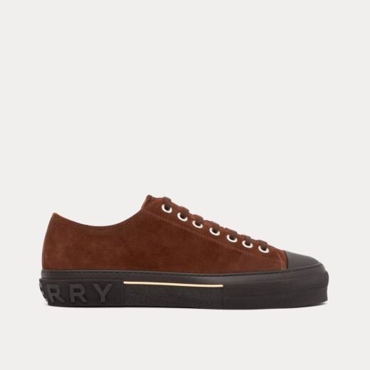 Burberry Baskets basses en daim marron avec logo – Brun / 35