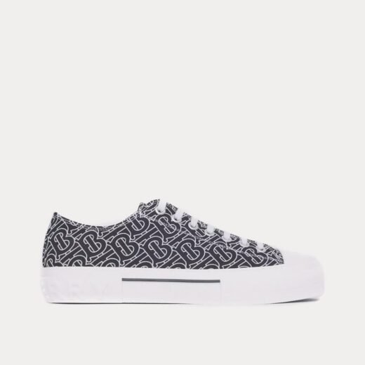 Burberry Baskets basses à imprimé monogramme noir et blanc – Noir / 35
