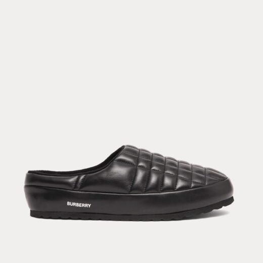 Burberry Chaussons en cuir d'agneau matelassé noirs – Noir / 35