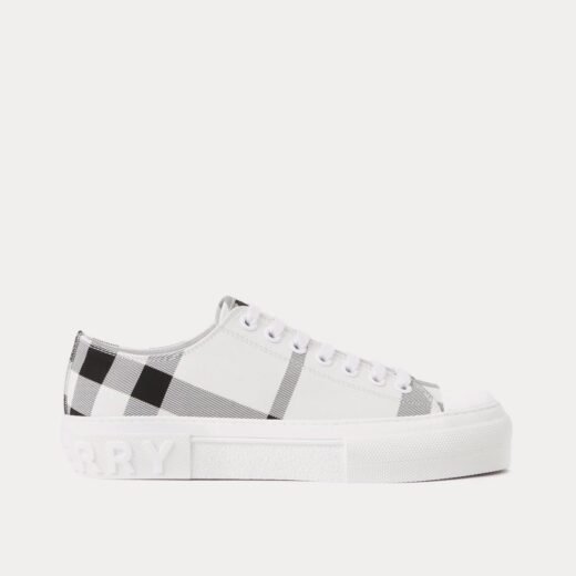 Burberry Baskets basses en coton à carreaux noir et blanc – Blanc / 35
