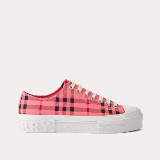 Burberry Baskets basses en coton à carreaux rose bonbon – Rose / 35