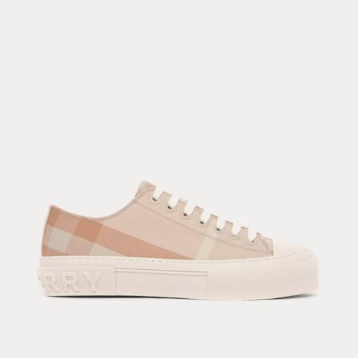 Burberry Baskets basses en coton doux à carreaux fauve – Beige / 35