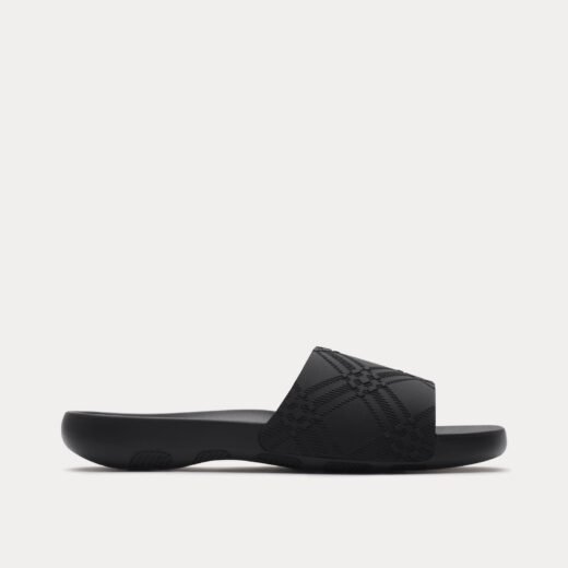 Burberry Claquettes noires à carreaux en relief Dive – Noir / 35