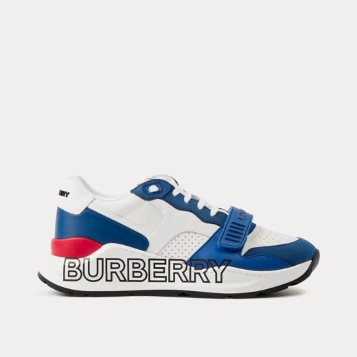 Burberry Baskets basses en cuir à imprimé logo bleu marine