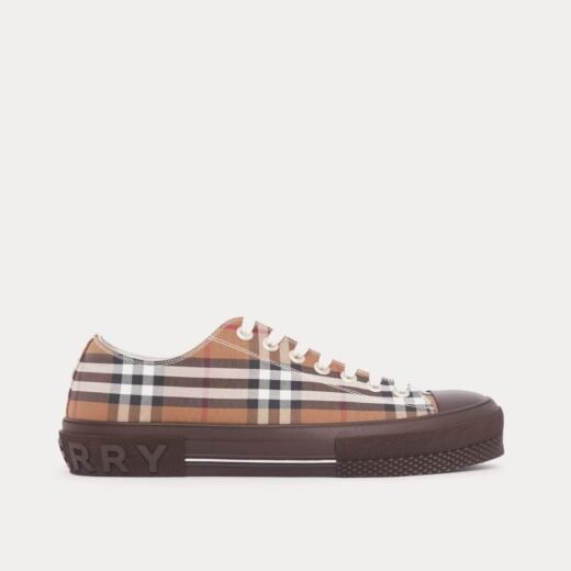Burberry Baskets basses en coton à carreaux vintage marron bouleau – Brun / 35