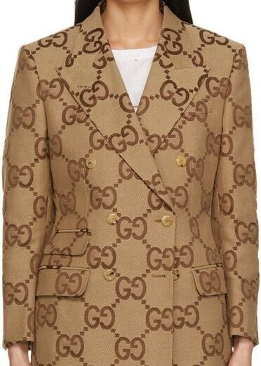 Gucci Blazer croisé en toile marron « GG »