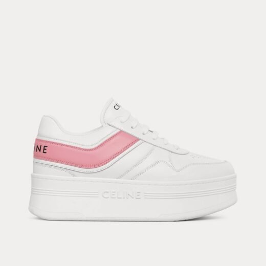 Celine Baskets basses compensées en cuir de veau blanc optique / rose – 35