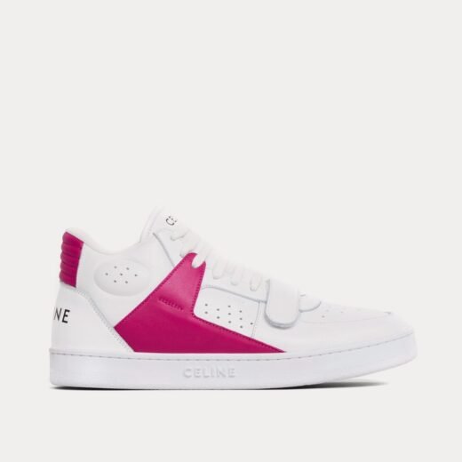 Celine Baskets mi-hautes CT-02 en cuir de veau scratch blanc optique / rose – 35