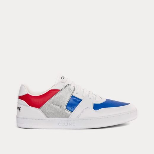 Celine Baskets basses CT-04 en cuir blanc/bleu/argenté/rouge – 35