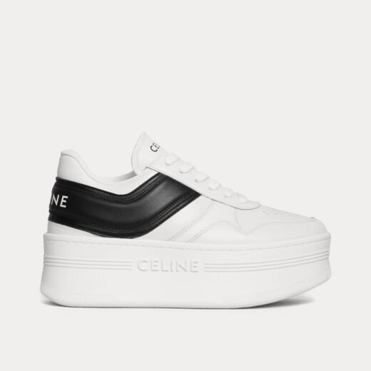 Celine Baskets basses compensées en cuir de veau blanc optique / noir / blanc optique – 35