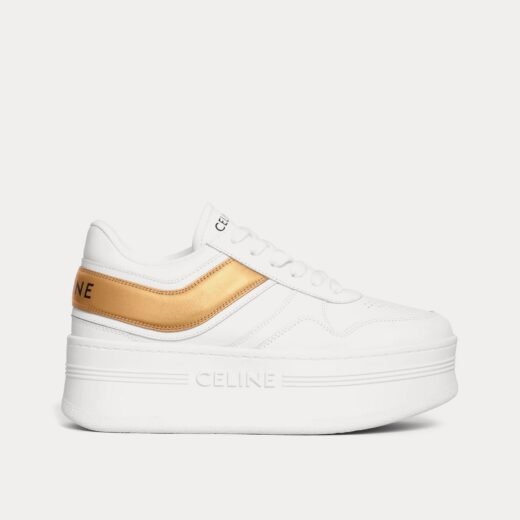 Celine Baskets basses compensées en cuir de veau blanc optique / doré – 35