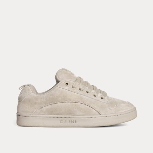 Celine Baskets basses Huntington grises en cuir de veau suédé et mesh – 35