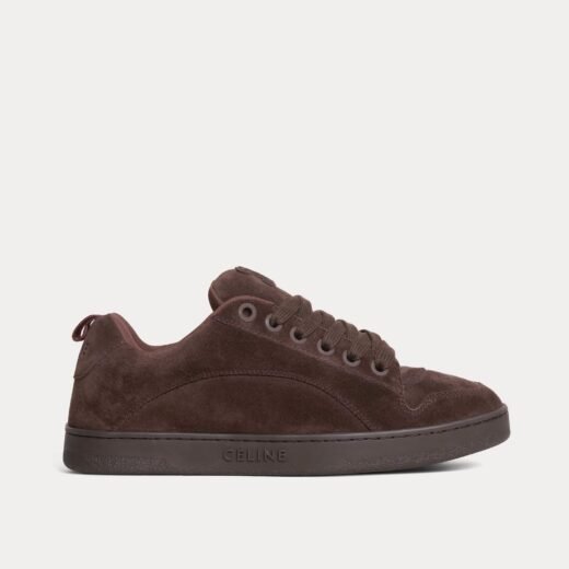Celine Baskets basses Huntington en cuir de veau suédé et mesh marron foncé – 35