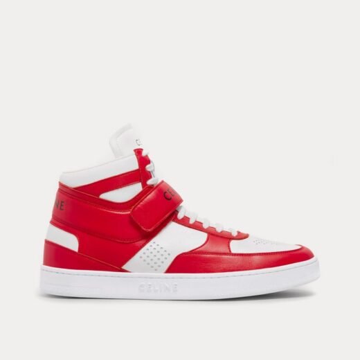 Celine Baskets montantes CT-03 Scratch en cuir de veau rouge/blanc optique – 35