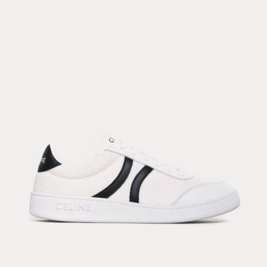 Celine Baskets basses Tennis en maille et cuir de veau blanc optique / noir – 35