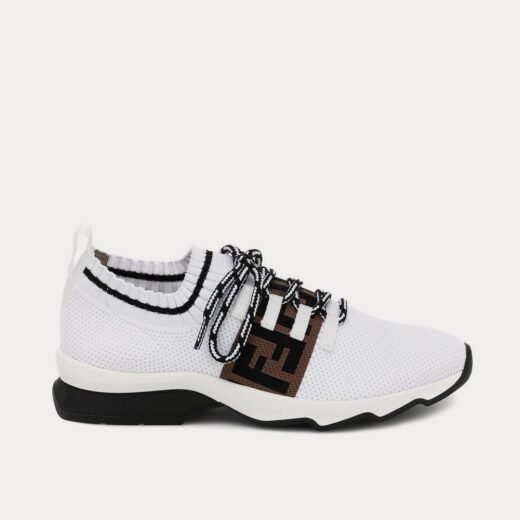 Fendi Baskets basses blanches Rococo en maille – 35